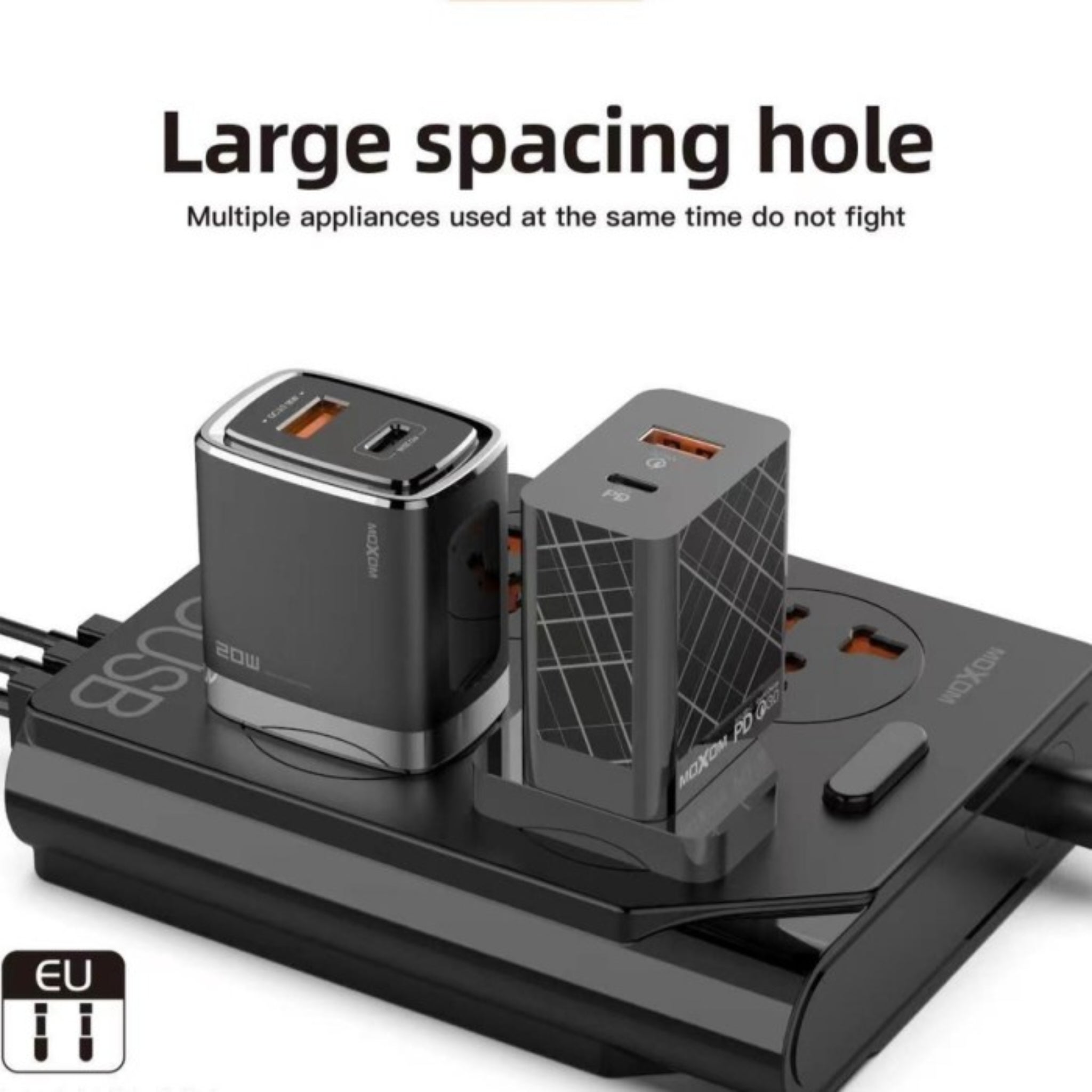 Moxom KH-63Y Extension Lead With USB 6 Ports