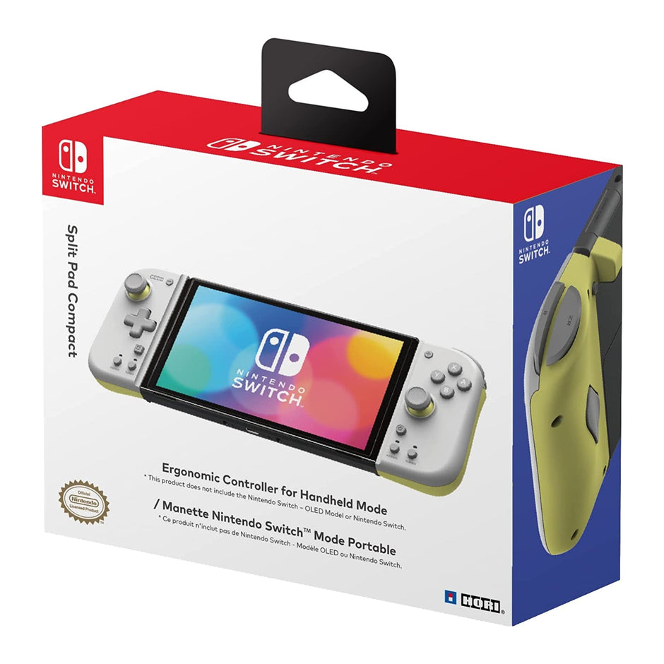 Hori Split Pad Compact Handheld Controller for Nintendo Switch & Nintendo Switch Oled - Light Gray & Yellow