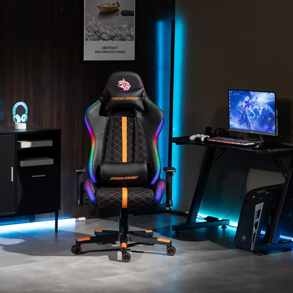 Porodo Gaming Ergonomic RGB Gaming Chair with built-in Bluetooth speakers