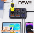 MOXOM 2 Meter Power Strip | 7 USB + 1 PD 20W, 2500W Max Outlets, 12-in-1 Multi-Function Power Hub