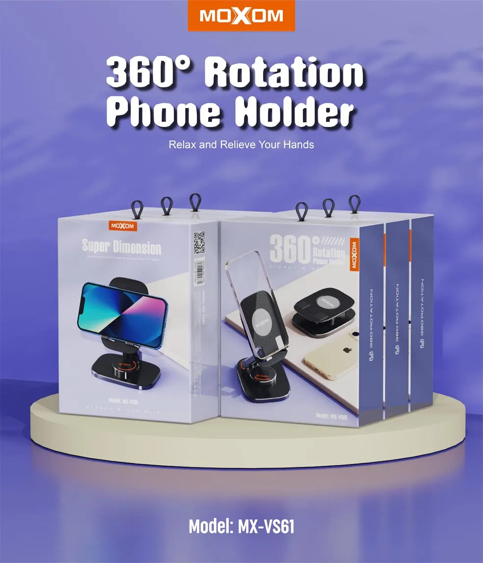 MOXOM 360° Rotation  Steady and Non-Slip Phone Holder