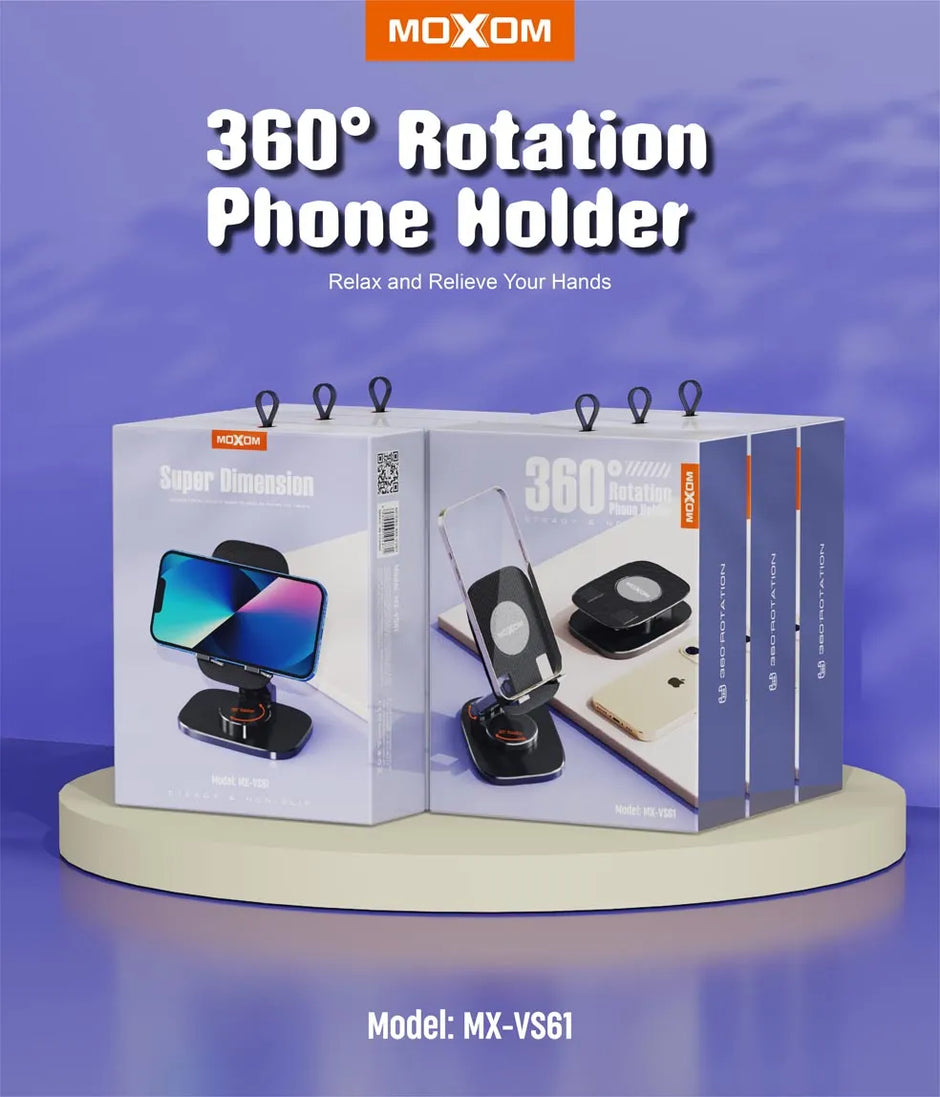 MOXOM 360° Rotation  Steady and Non-Slip Phone Holder