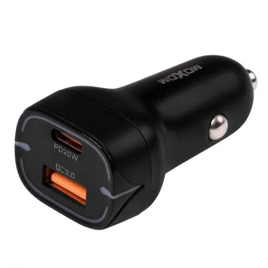 MOXOM PD20W QC3.0 Super Fast Charging Dual Port Type-C Car Charger