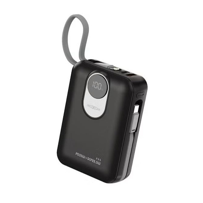 MOXOM 20000mAh PD35W SCP22.5W Power Bank With Type-C and Lightning Cables - Black