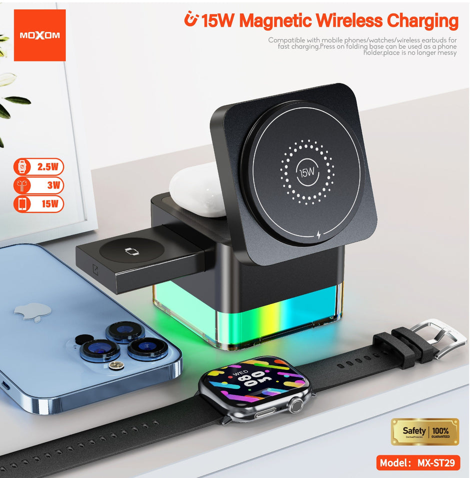 MOXOM 3in1 Magnetic Wireless Charger
