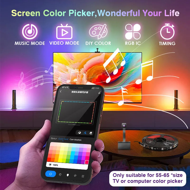 Tuya RGBIC TV Backlight Strip Color Sync Lens Version for 55