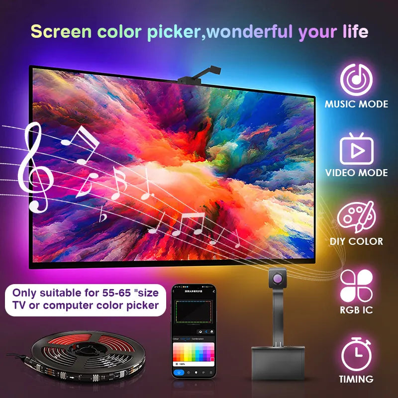 Tuya RGBIC TV Backlight Strip Color Sync Lens Version for 55
