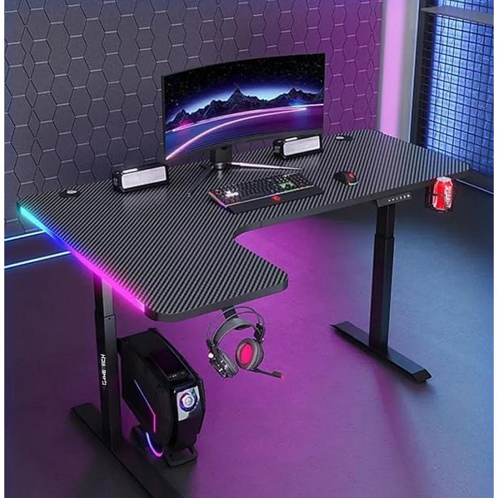 Gaming Desk , L-Shaped, RGB, Carbon Fiber