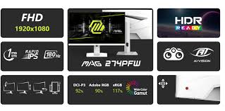 MSI Mag 27 inch FHD 180hz gaming monitor for PC , PS5, XBOX (white color)