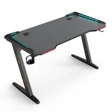 Gaming Desk with RGB led light , carbon fiber black