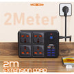 MOXOM 2 Meter Power Strip | 7 USB + 1 PD 20W, 2500W Max Outlets, 12-in-1 Multi-Function Power Hub