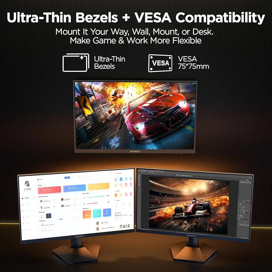 KOORUI G2722p 27 Inch 2K 200Hz QHD (2560 x 1440p) Fast IPS Screen, 1ms Response Time, HDR 400 Gaming Monitor