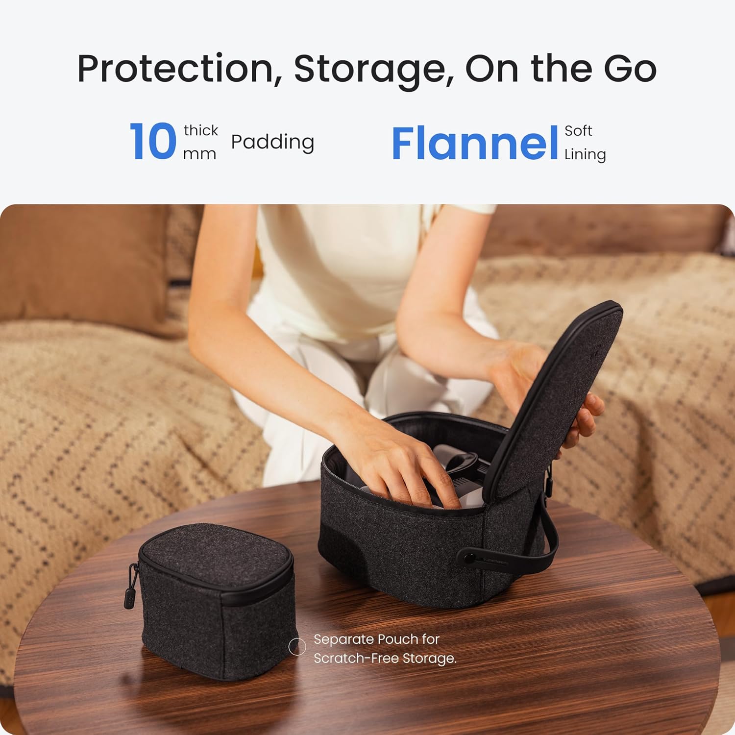 KIWI design P4 Carrying Case Compatible with Meta Quest 3S/3/2/Vision Pro Original Strap and Touch Controllers Accessories, Ideal for Travel and Home Storage