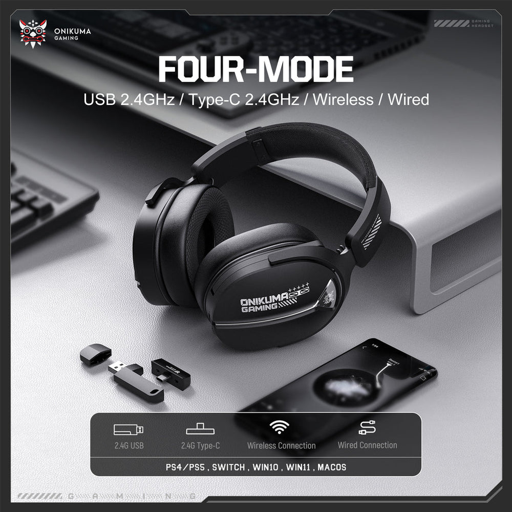 Onikuma GT887 4-Mode Gaming Headset with Microphone - Black