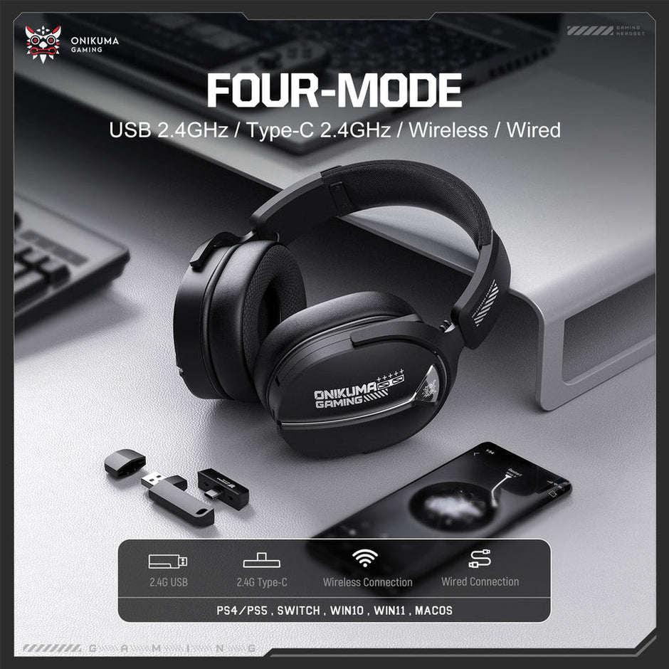 Onikuma GT887 4-Mode Gaming Headset with Microphone - Black
