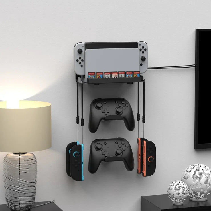 DOBE TNS-31113 Wall Mount Bracket for Nintendo Switch 2 / Switch / OLED Game Controller Hanger with Game Card Storage