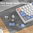 RYCUBE G87 87-Key Hot-Swap Mechanical Gaming Keyboard - Wired Gaming with Rainbow RGB Lighting - PBT Keycaps - Lite Gasket Design - Silver Switch