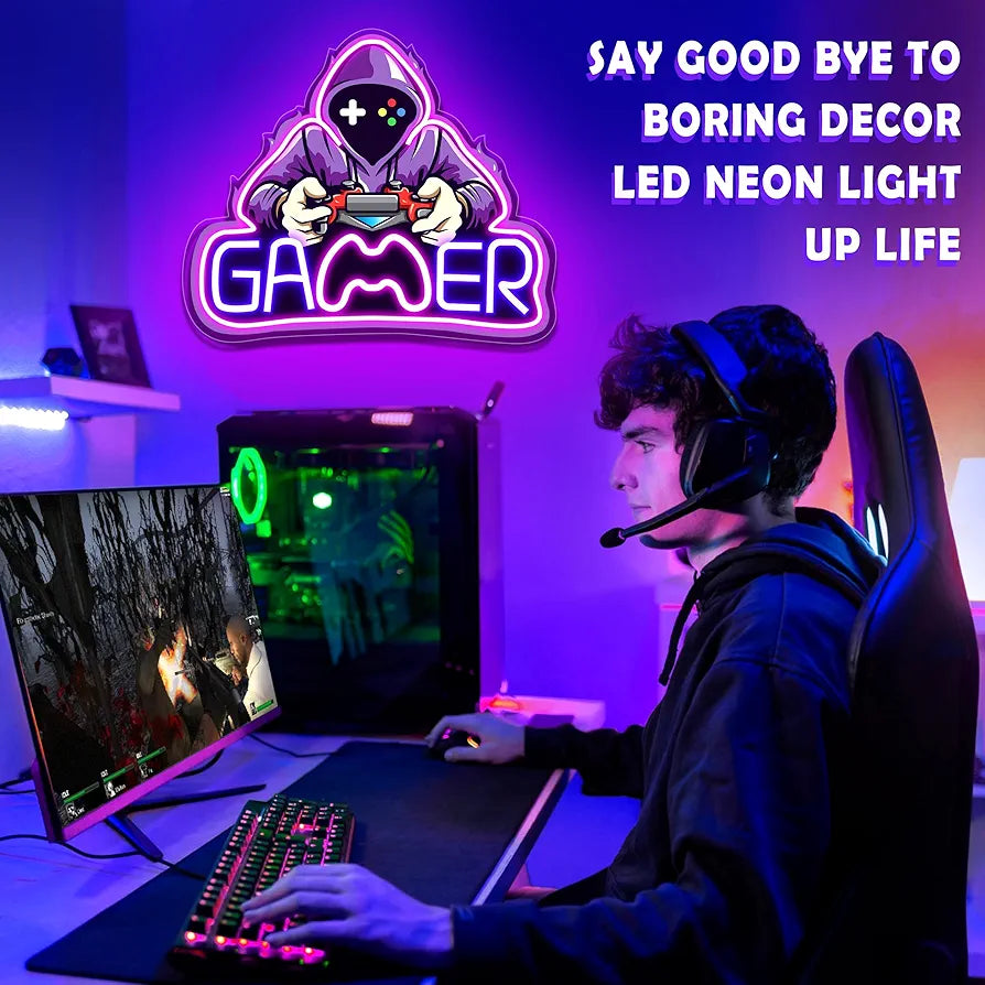 LED Light Neon Sign For Wall Decor 37×31 cm - Gamer
