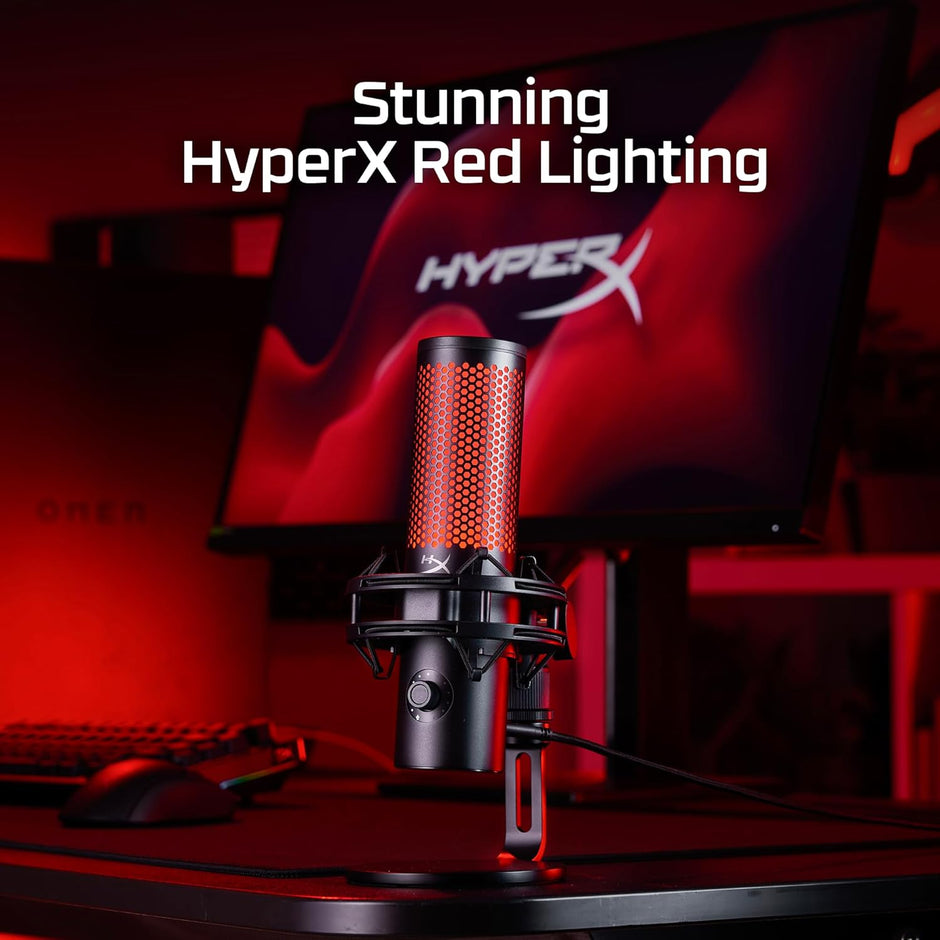 HyperX QuadCast 2 – USB Microphone for Gaming, Streaming and Podcasting, with On-Board Controls, LED Lighting, Removable Shock Mount, PC, Mac, PS5, PS4, USB-C - Black