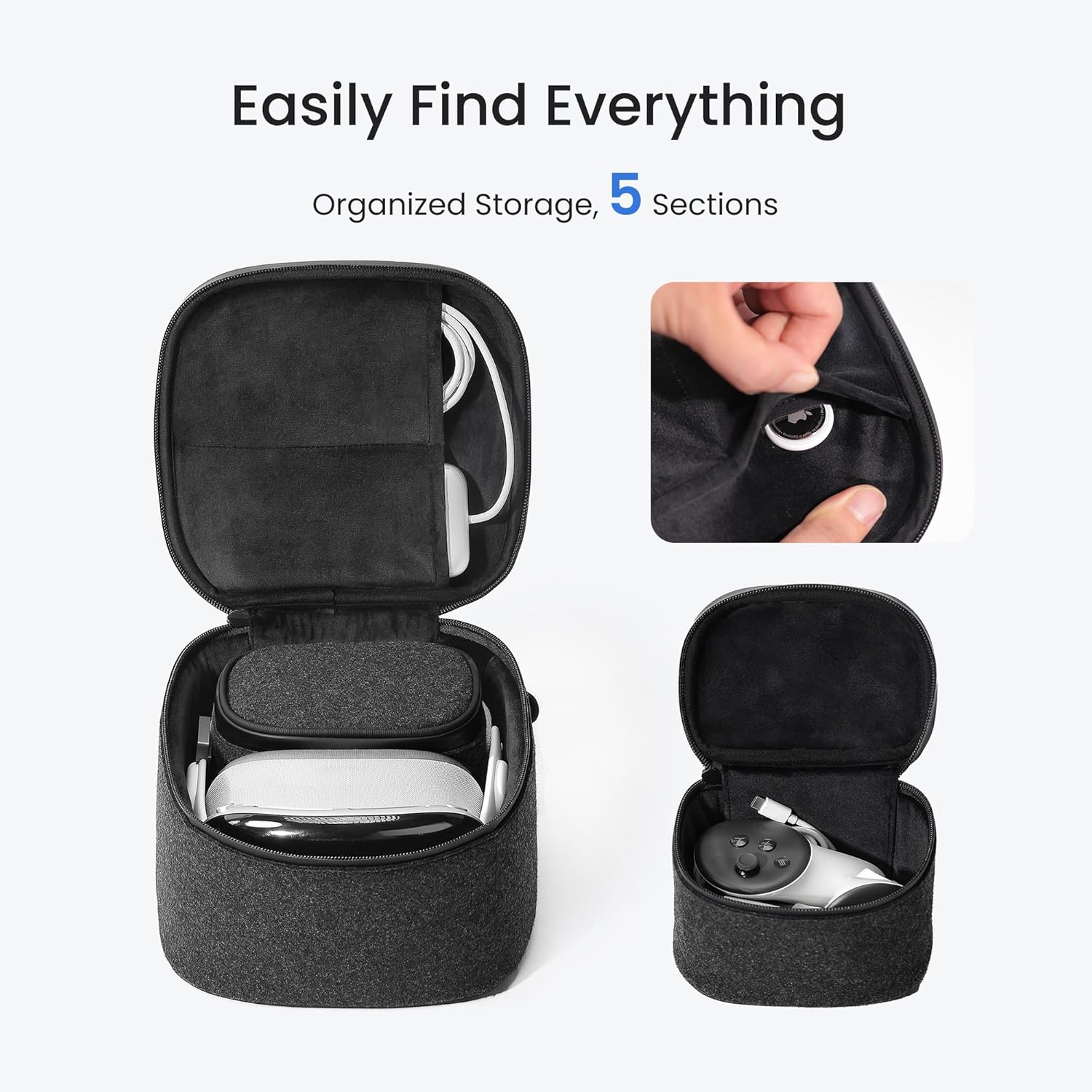 KIWI design P4 Carrying Case Compatible with Meta Quest 3S/3/2/Vision Pro Original Strap and Touch Controllers Accessories, Ideal for Travel and Home Storage