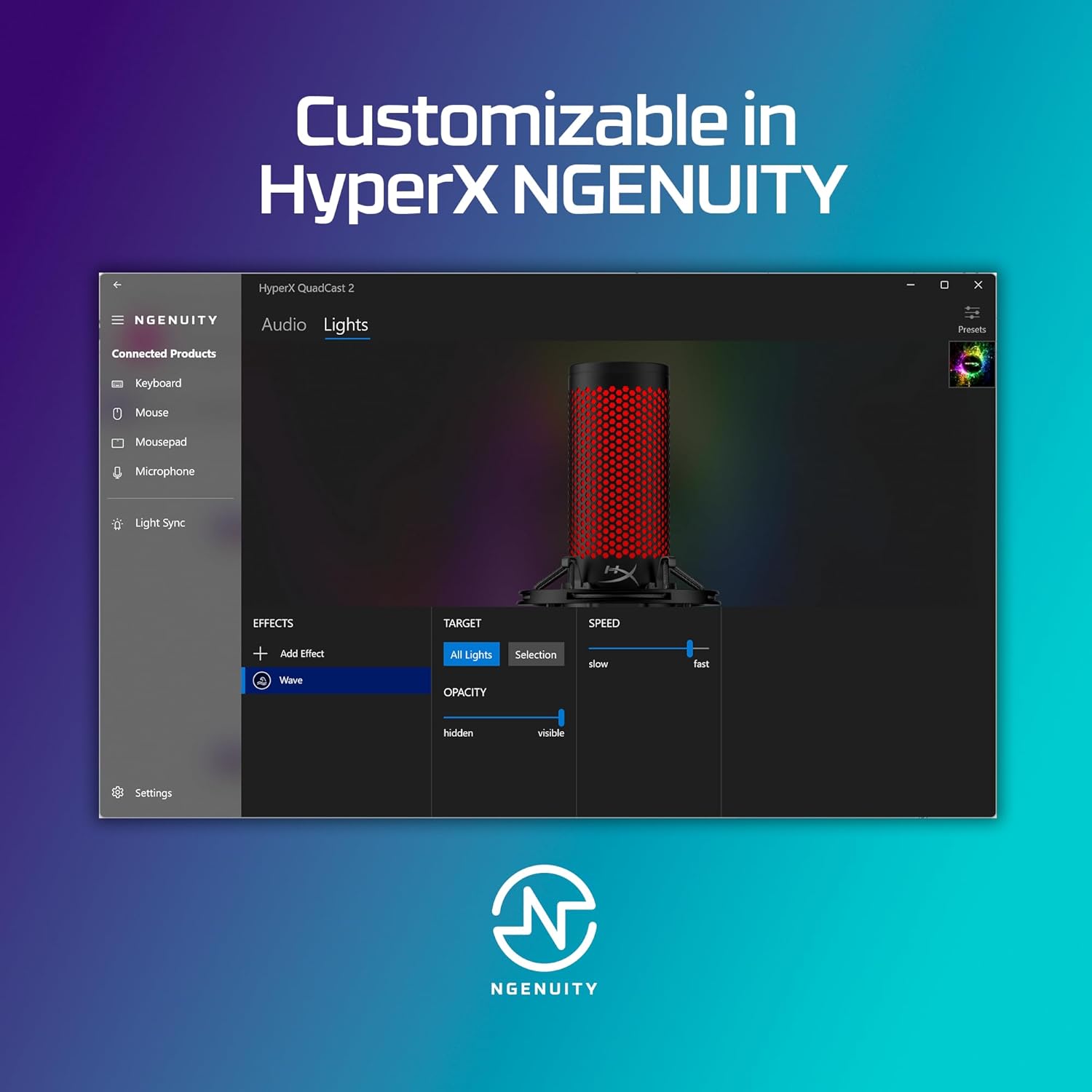 HyperX QuadCast 2 – USB Microphone for Gaming, Streaming and Podcasting, with On-Board Controls, LED Lighting, Removable Shock Mount, PC, Mac, PS5, PS4, USB-C - Black