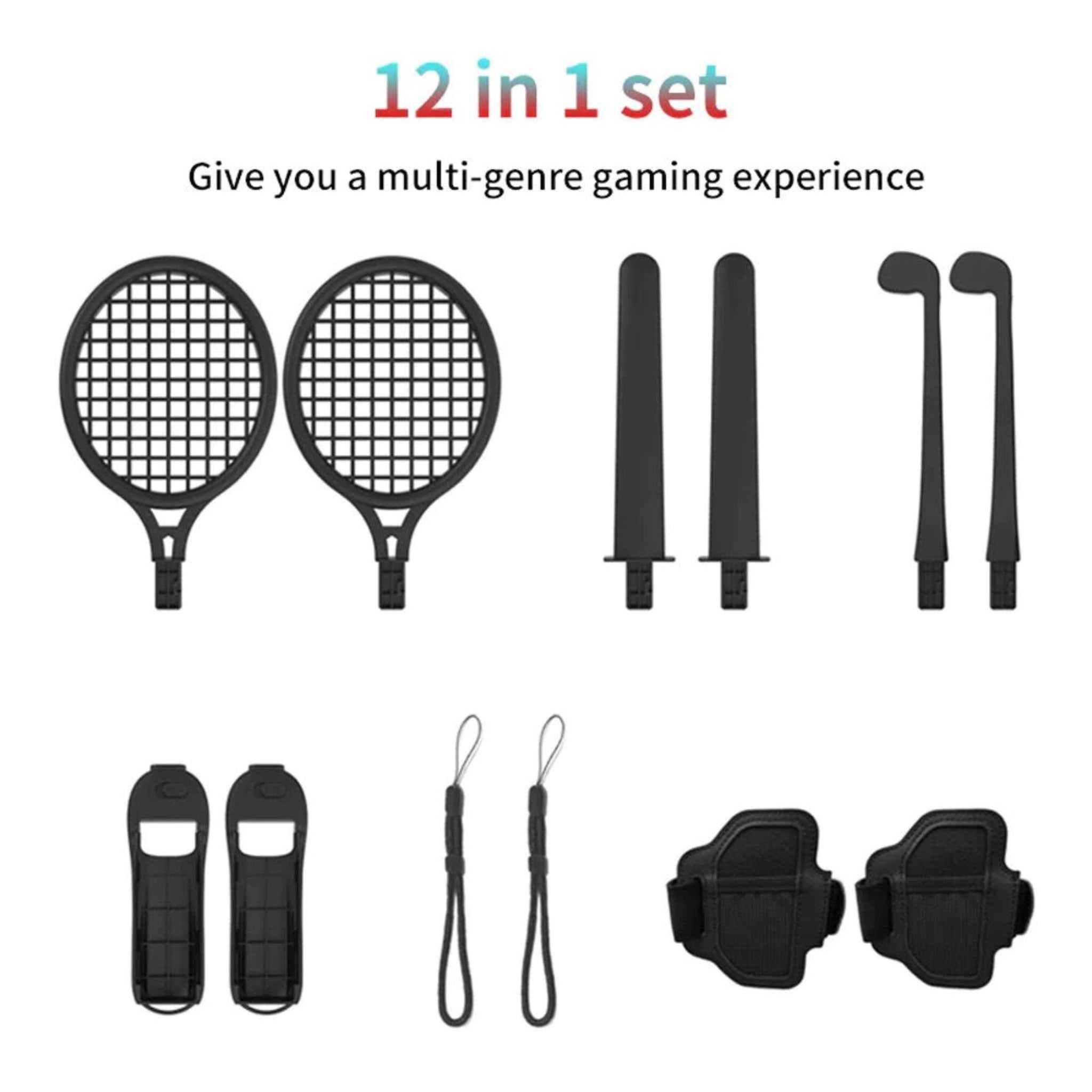 Lucky Fox 12 in 1 Sports Kit for Nintendo Switch 2 - Black
