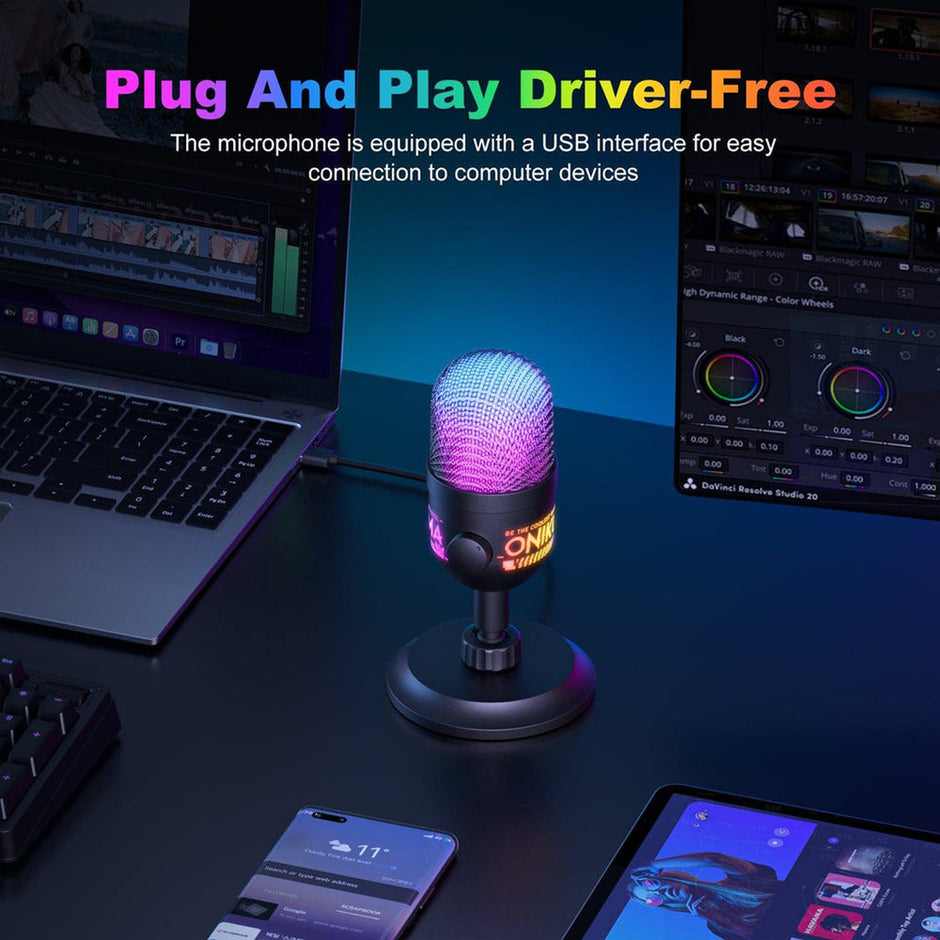 Onikuma M930 RGB USB Condenser Gaming Microphone