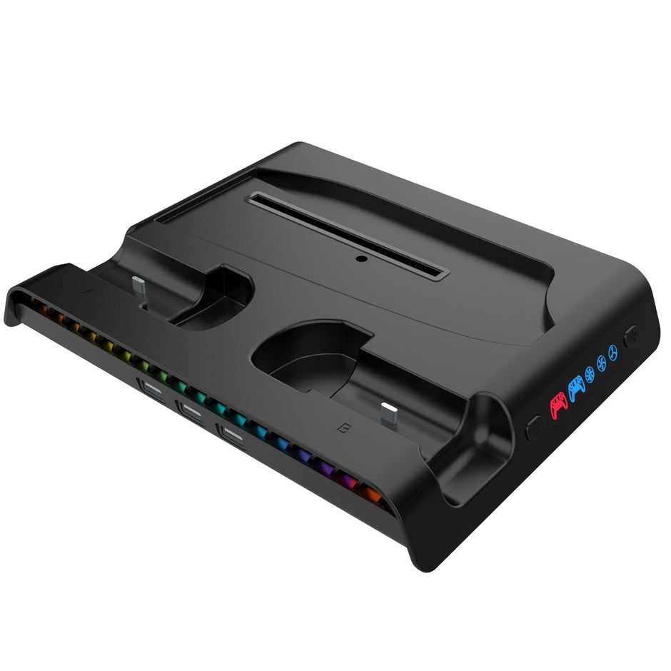 iPega  RGB Vertical Stand with Cooling Fan and Controller Charger For PS5 Slim & PS5 Pro - PG-P5S006