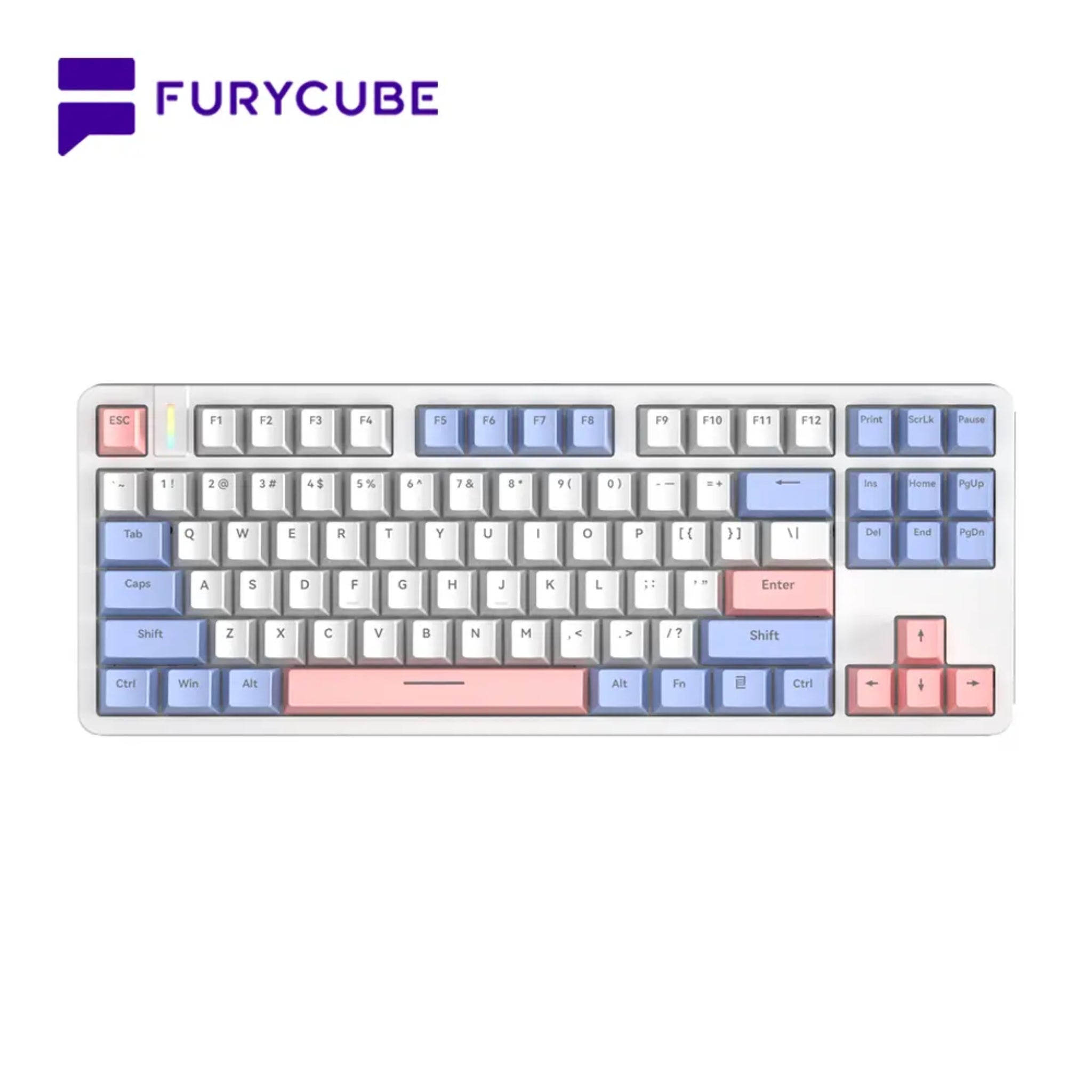 RYCUBE G87 87-Key Hot-Swap Mechanical Gaming Keyboard - Wired Gaming with Rainbow RGB Lighting - PBT Keycaps - Lite Gasket Design - Silver Switch