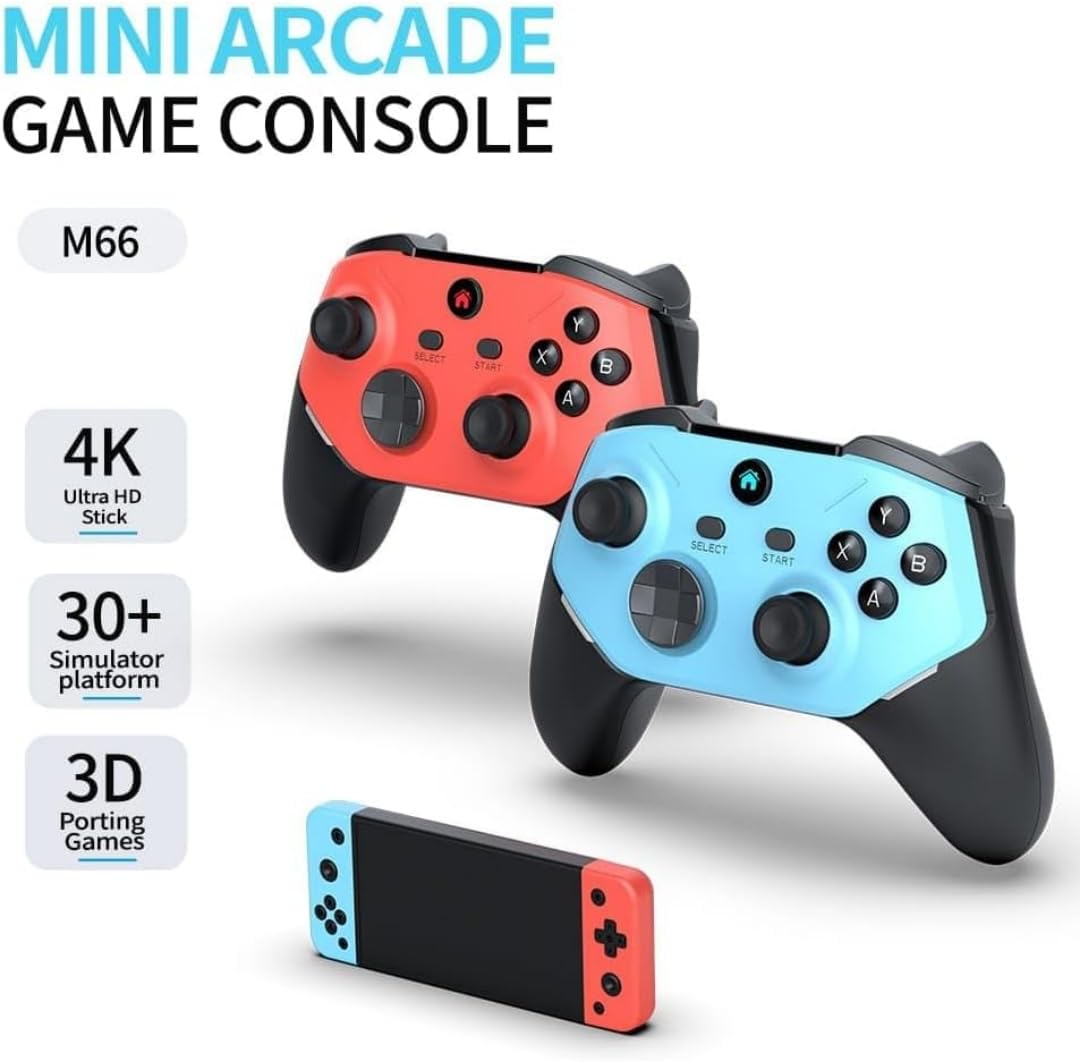 M66 Retro Game stick Console 4K Mini Arcade 64 GB with 30+ Emulator, 20000+GTA, Donkey Kong, Tekken etc.,