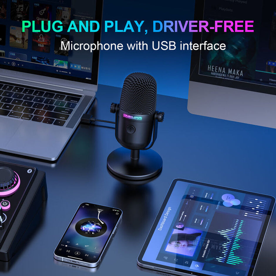 Onikuma M830 Colorful RGB USB Condenser Gaming Microphone