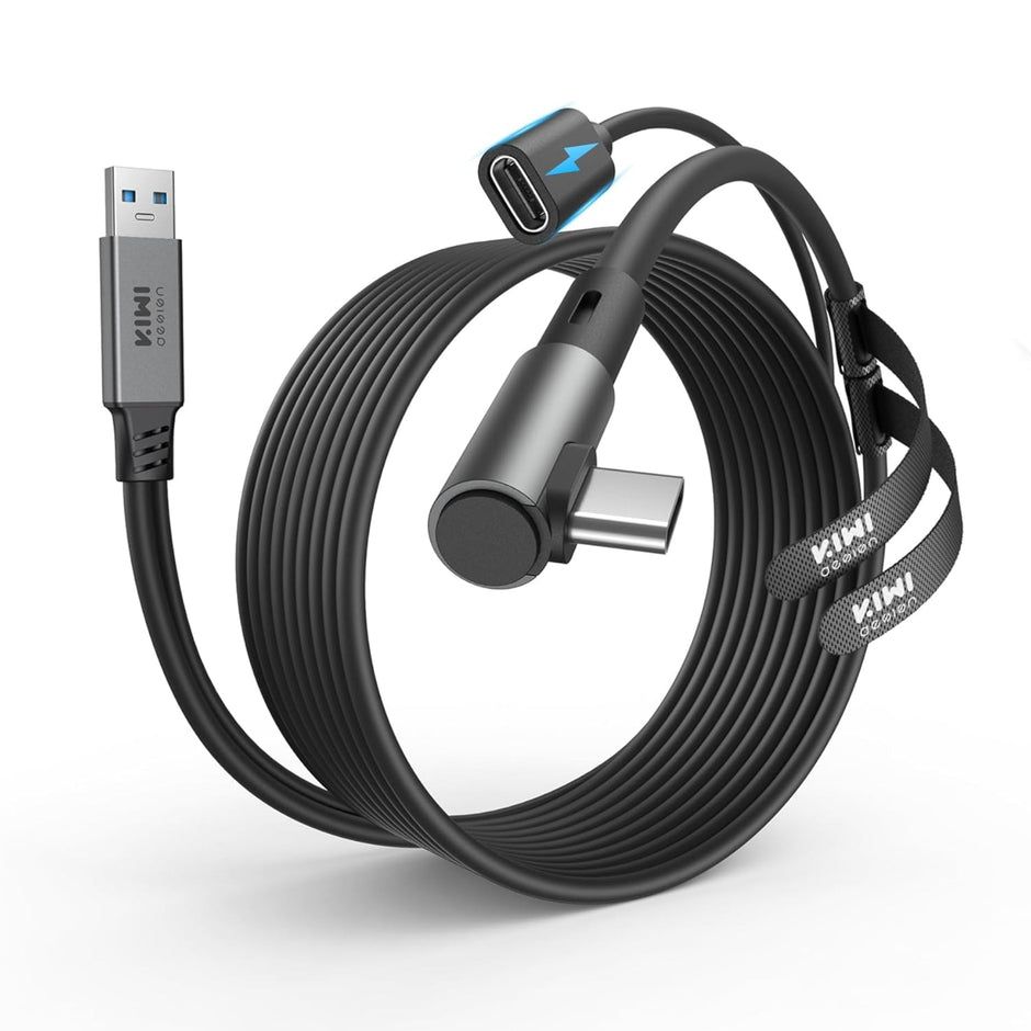KIWI design Link Cable with Charging 16FT Compatible with Meta Quest 3S/3/2/Pro/Pico 4 Accessories and PC/SteamVR, USB 3.0 to USB C Link Cable with 5Gbps Super Speed for Extended Gameplay