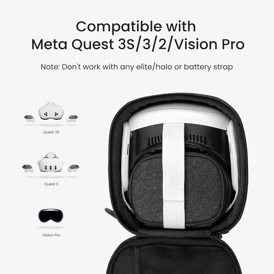KIWI design P4 Carrying Case Compatible with Meta Quest 3S/3/2/Vision Pro Original Strap and Touch Controllers Accessories, Ideal for Travel and Home Storage