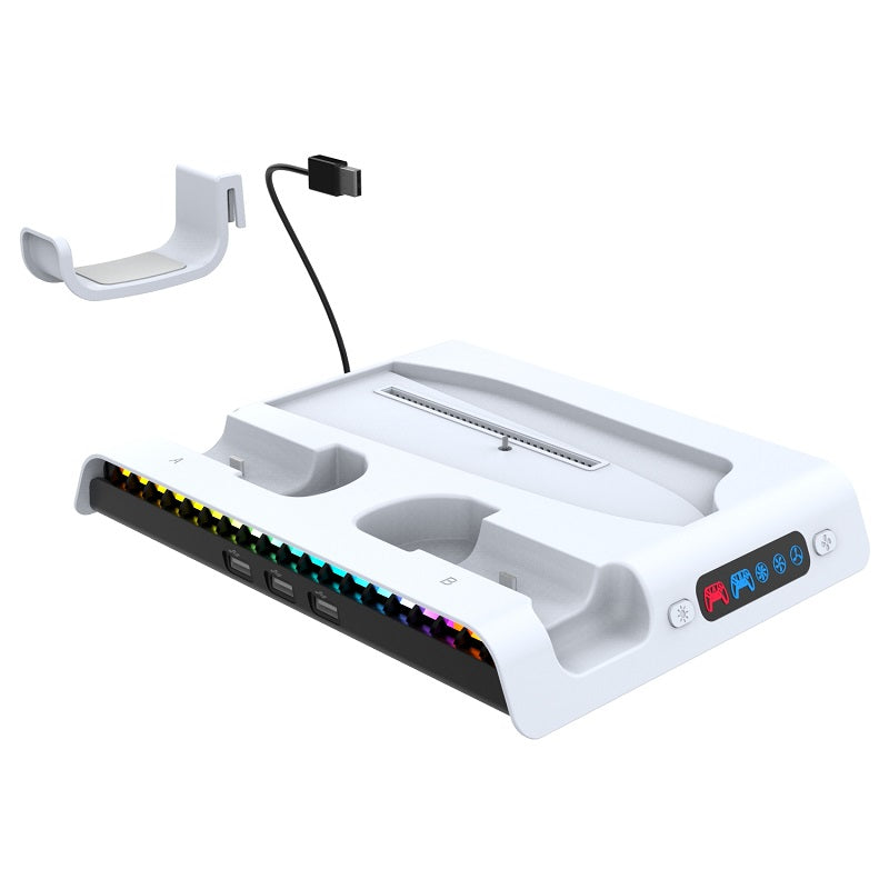 iPega  RGB Vertical Stand with Cooling Fan and Controller Charger For PS5 Slim & PS5 Pro - PG-P5S006