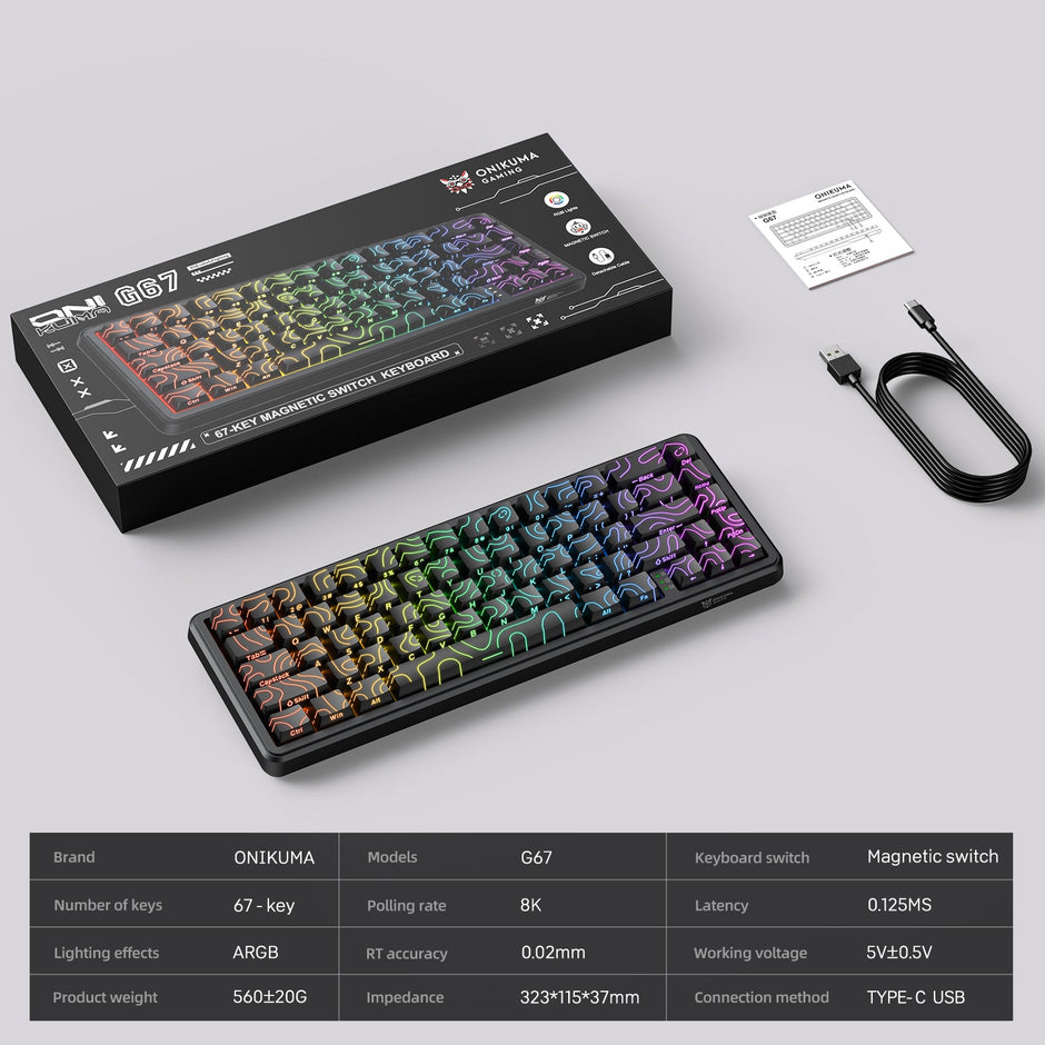 Onikuma G67 67-Key RGB Wired Hot-Swappable Mechanical Keyboard (Magnetic Switch)