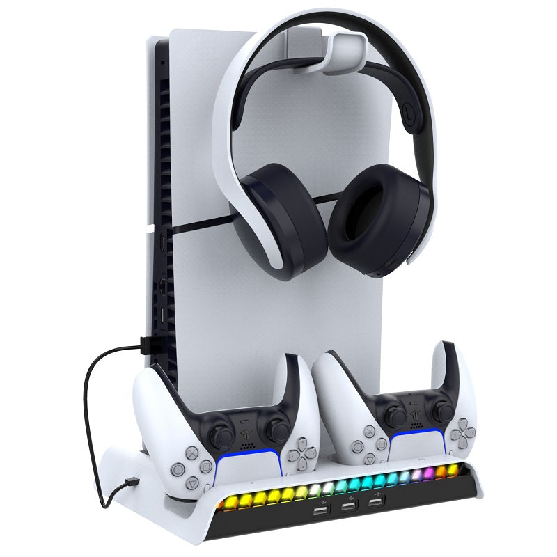 iPega  RGB Vertical Stand with Cooling Fan and Controller Charger For PS5 Slim & PS5 Pro - PG-P5S006