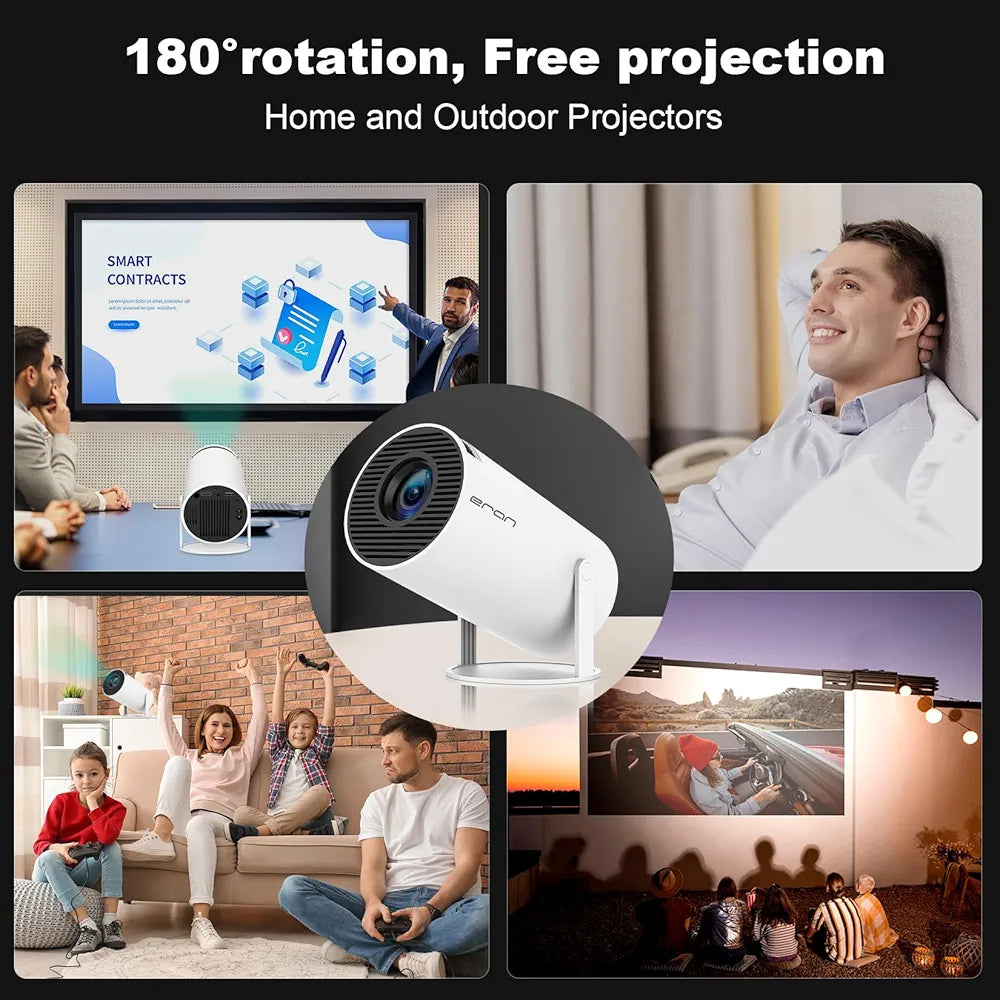 HY300 PRO Mini Portable Projector, Support 4K with Dual-Band WIFI6 5G Wireless 5.0 Bluetooth Android System