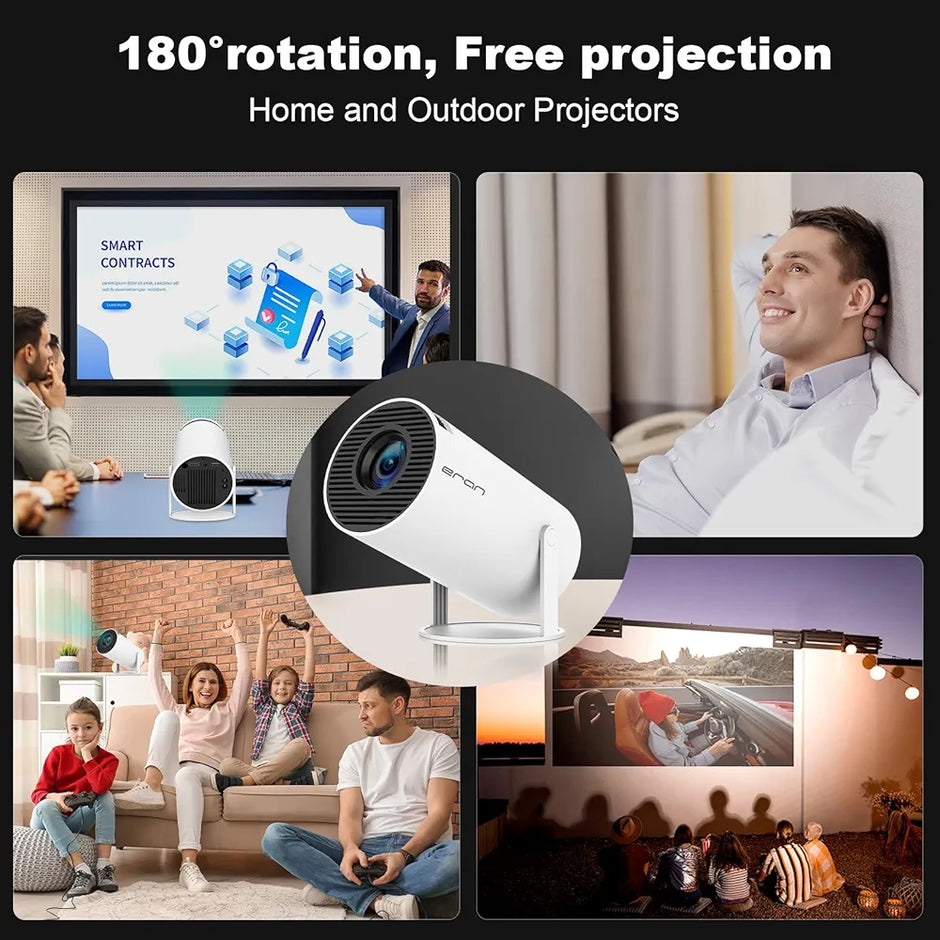 HY300 PRO Mini Portable Projector, Support 4K with Dual-Band WIFI6 5G Wireless 5.0 Bluetooth Android System