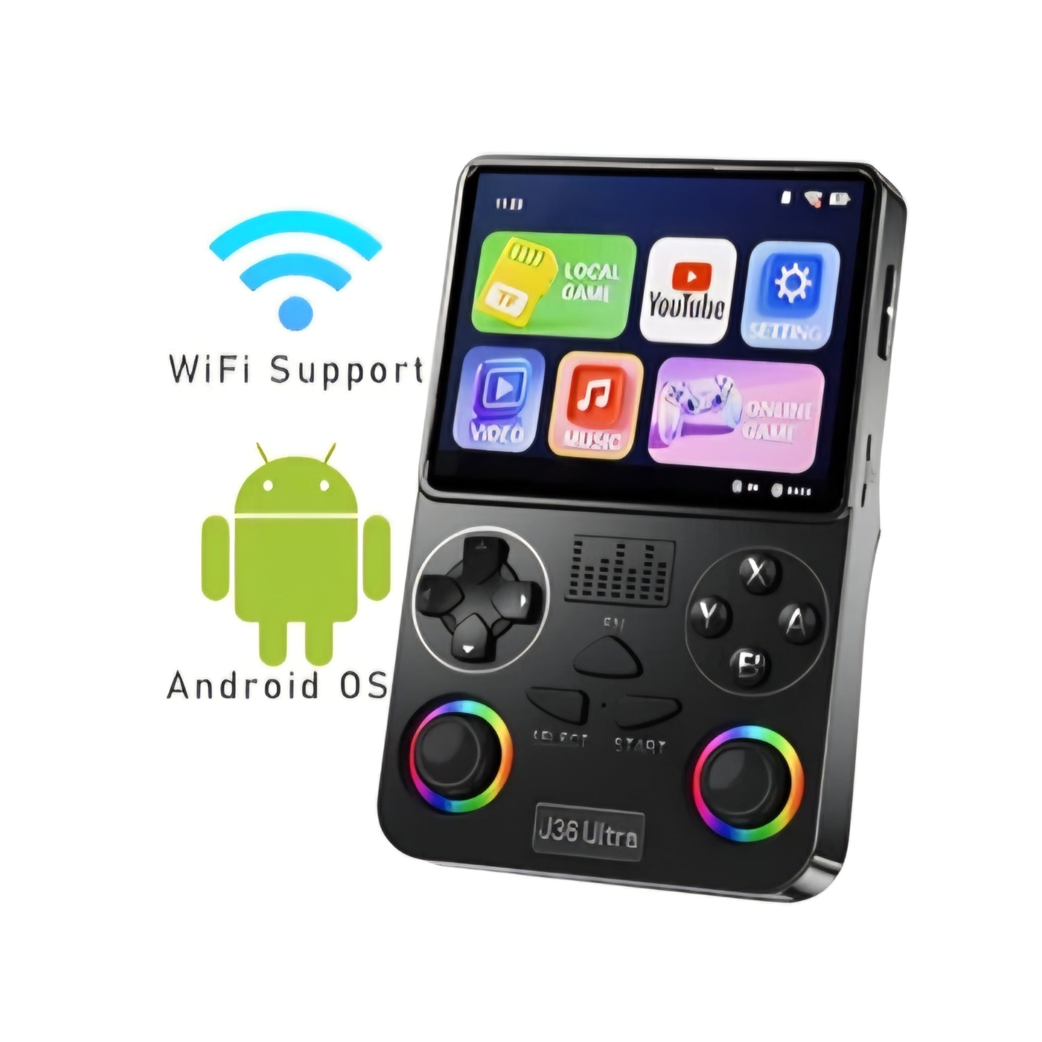 J36 Ultra Handheld Game Console 3.5 Inch IPS Screen 30,000+ Pre-loaded Games with Wifi