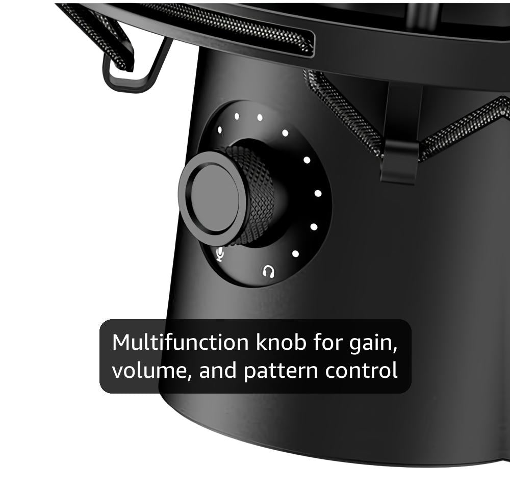 HyperX QuadCast 2 – USB Microphone for Gaming, Streaming and Podcasting, with On-Board Controls, LED Lighting, Removable Shock Mount, PC, Mac, PS5, PS4, USB-C - Black
