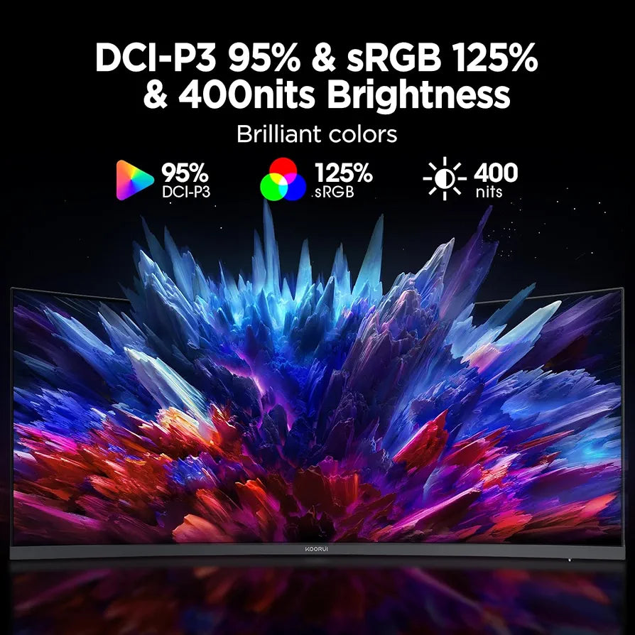 KOORUI 34E6UC 34 -inch Curved Ultrawide WQHD 3440×1440 180Hz 1000R- PIP/PBP, 1ms(MPRT), HDR400 Gaming Monitor