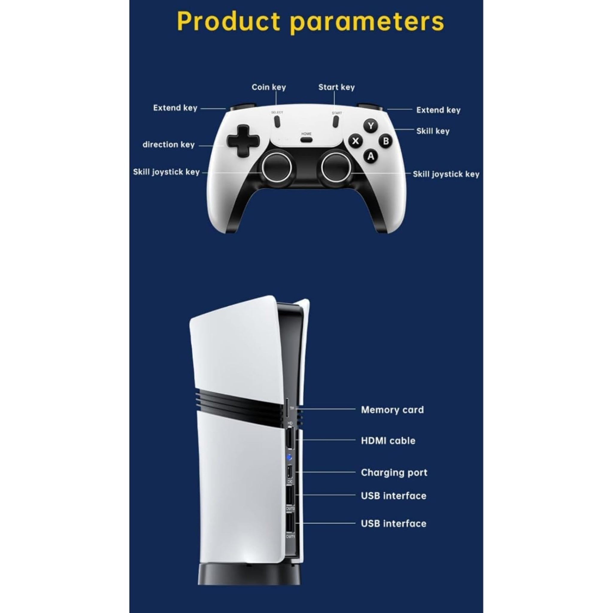 GS5 PRO Retro Game Console 4K Ultra HD with Built-in 30000 + Games &  Gam  | 53 Emulators