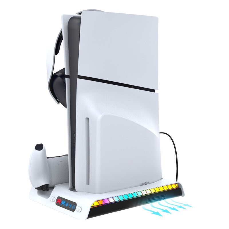 iPega  RGB Vertical Stand with Cooling Fan and Controller Charger For PS5 Slim & PS5 Pro - PG-P5S006