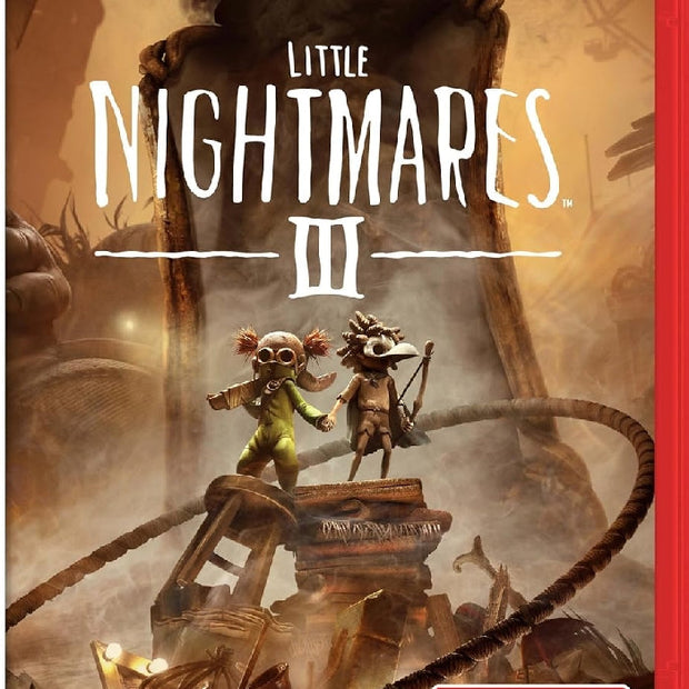 Nintendo Switch game case for 'Little Nightmares III' with GANDAI NAMCO branding.