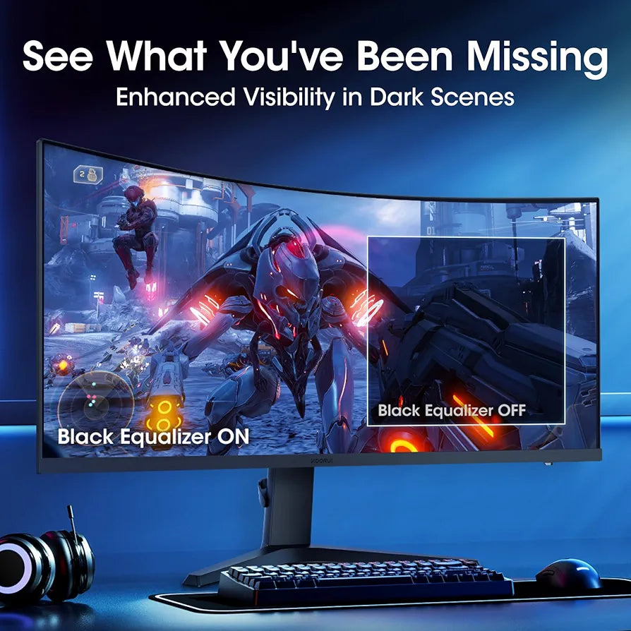 KOORUI 34E6UC 34 -inch Curved Ultrawide WQHD 3440×1440 180Hz 1000R- PIP/PBP, 1ms(MPRT), HDR400 Gaming Monitor
