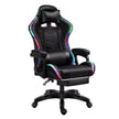 East Seat Gaming Chair with RGB Lights, Footrest & Built-in Speakers - Black