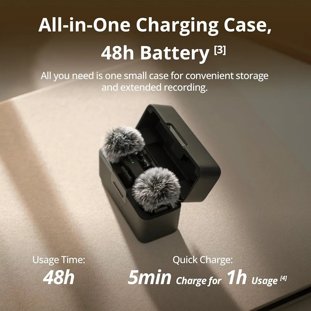 DJI Mic Mini (2 TX + 1 RX + Charging Case), Wireless Lavalier Microphone for iPhone/Camera/Android