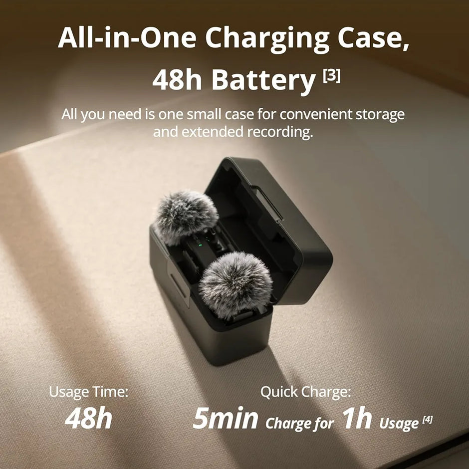 DJI Mic Mini (2 TX + 1 RX + Charging Case), Wireless Lavalier Microphone for iPhone/Camera/Android