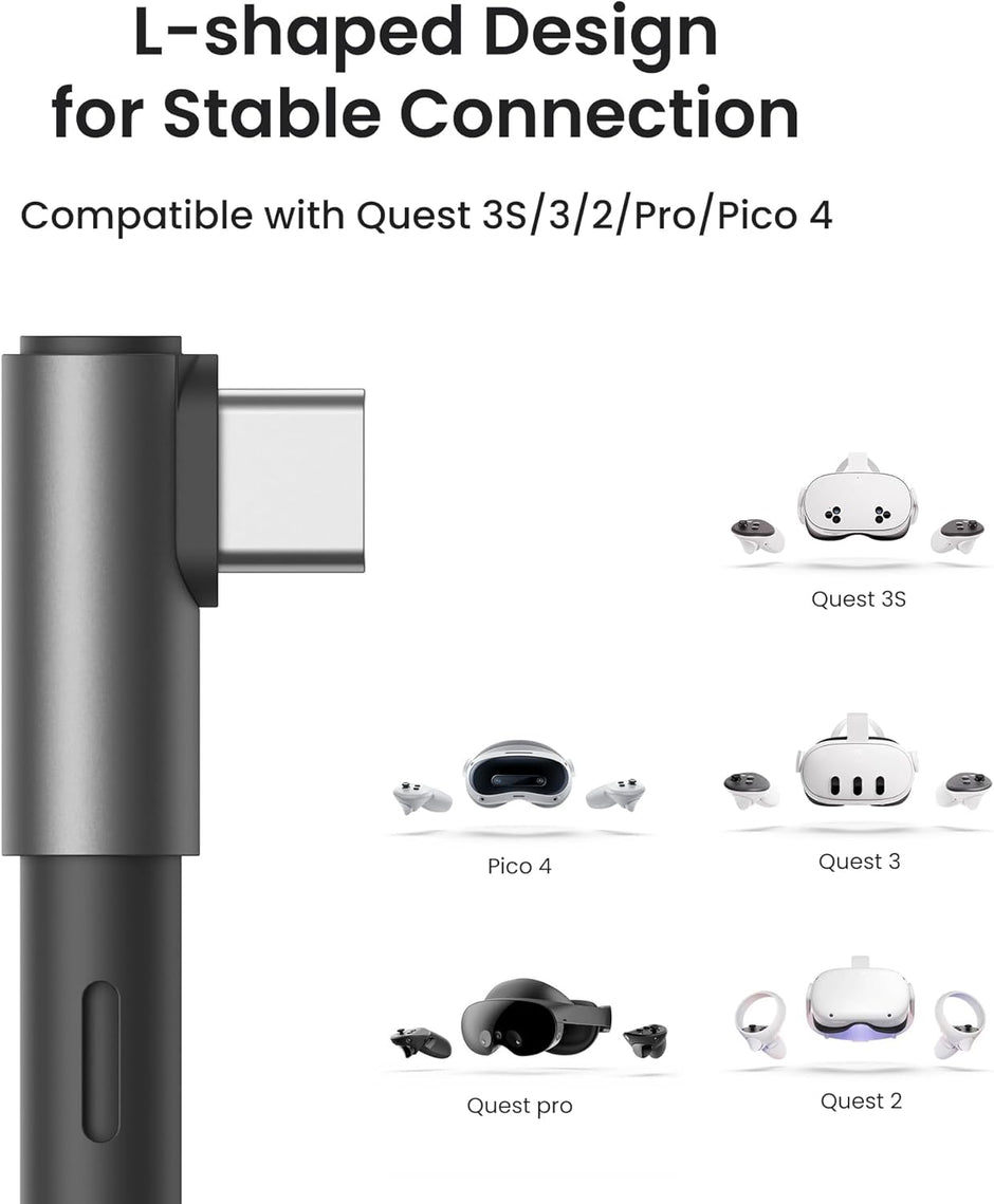 KIWI design Link Cable with Charging 16FT Compatible with Meta Quest 3S/3/2/Pro/Pico 4 Accessories and PC/SteamVR, USB 3.0 to USB C Link Cable with 5Gbps Super Speed for Extended Gameplay