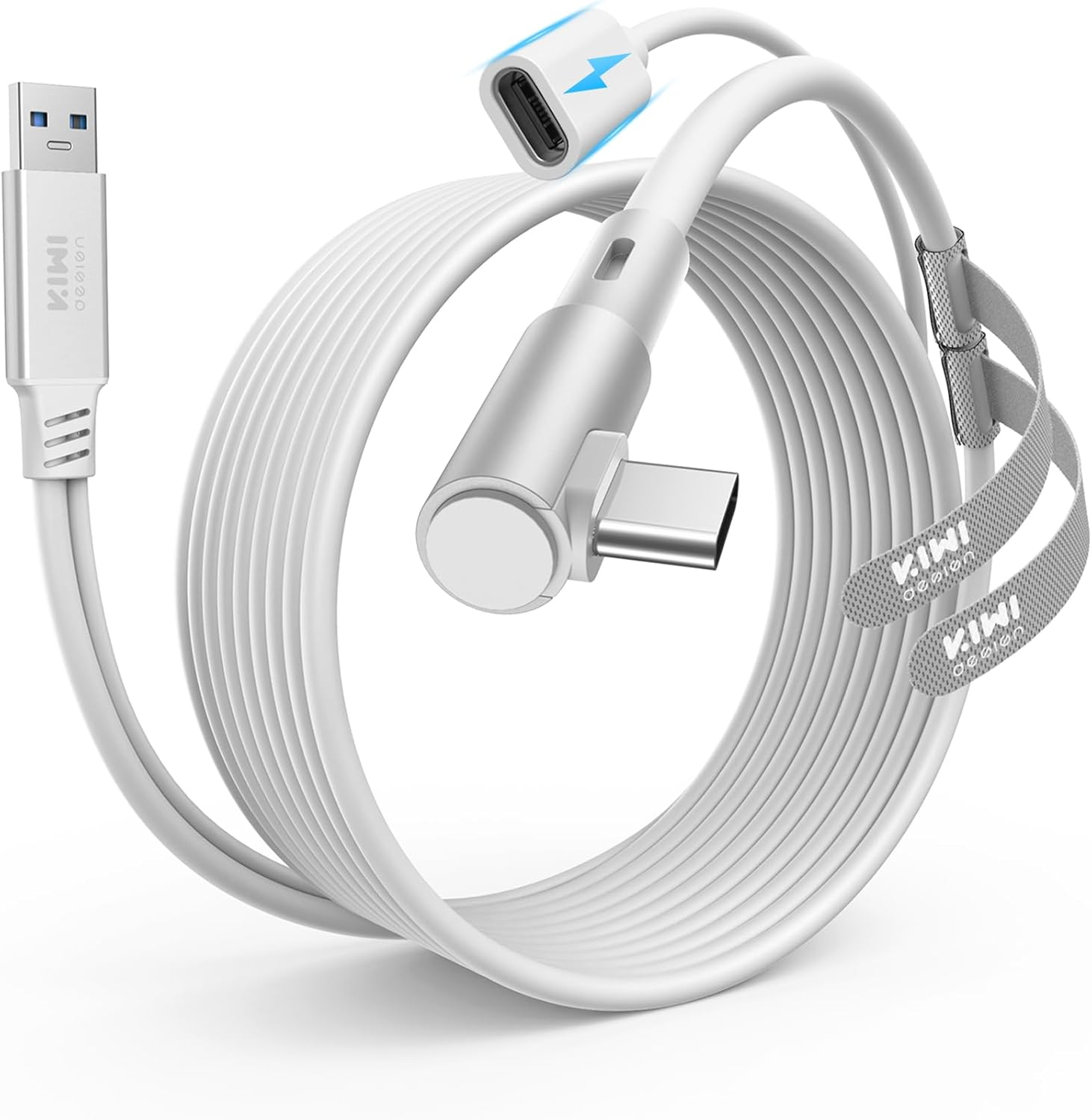 KIWI design Link Cable with Charging 16FT Compatible with Meta Quest 3S/3/2/Pro/Pico 4 Accessories and PC/SteamVR, USB 3.0 to USB C Link Cable with 5Gbps Super Speed for Extended Gameplay